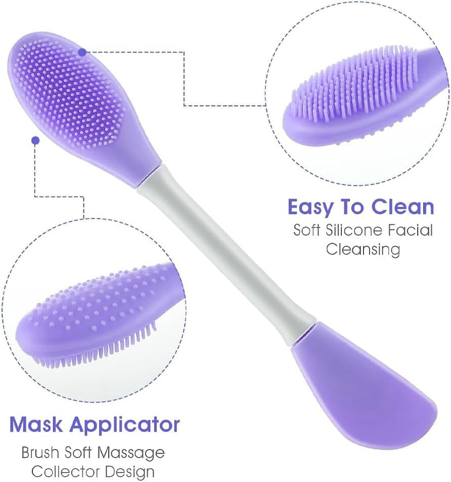 2 Pcs Silicone Face Brush,Soft Facial Cleansing Brush,Silicone Face Scrubber For