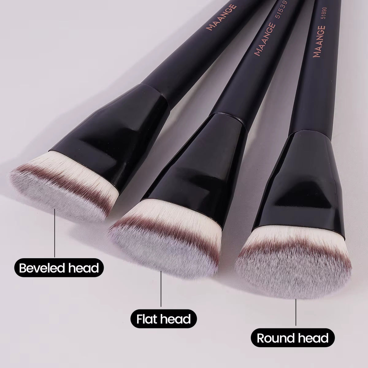 3Pcs Makeup Brush Set Angle round Flat Head Foundation Brush Soft Bristle with Box Skin-Friendly Makeup Tool for Beauty