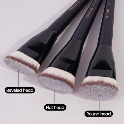 3Pcs Makeup Brush Set Angle round Flat Head Foundation Brush Soft Bristle with Box Skin-Friendly Makeup Tool for Beauty