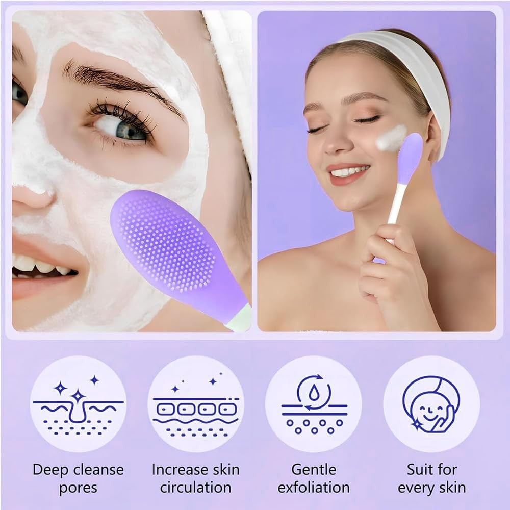 2 Pcs Silicone Face Brush,Soft Facial Cleansing Brush,Silicone Face Scrubber For