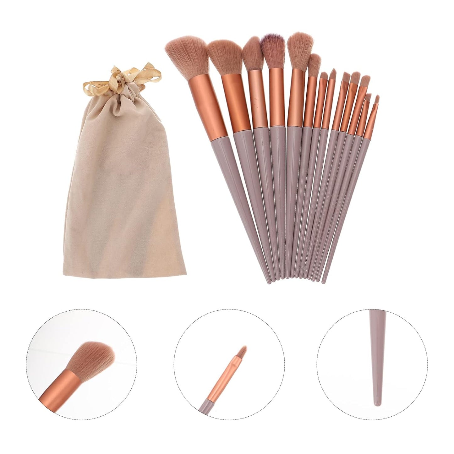 Comprehensive Beauty Makeup Brush Set 13 Pieces Set Storage Bag for Foundation Eye Shadow Blusher Loose Powder Highlighter Great for Makeup Lovers