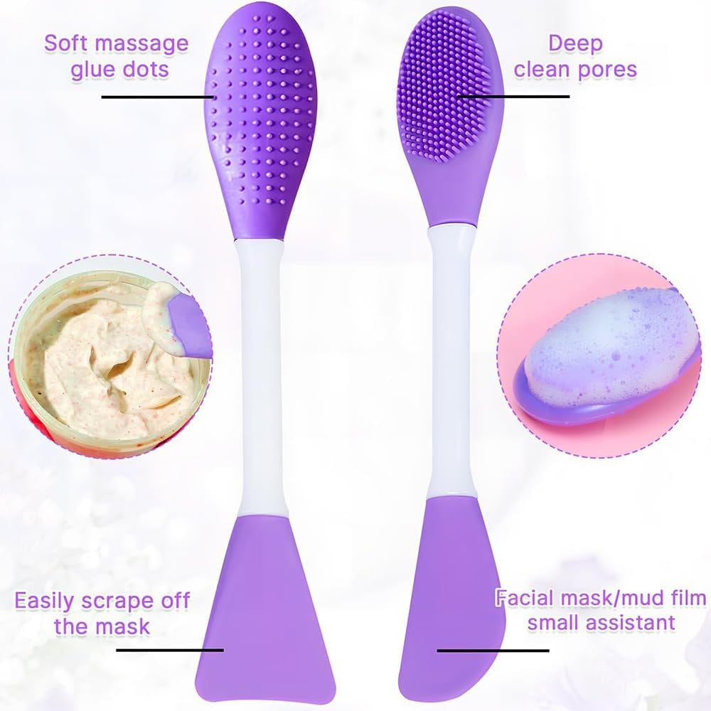 2 Pcs Silicone Face Brush,Soft Facial Cleansing Brush,Silicone Face Scrubber For
